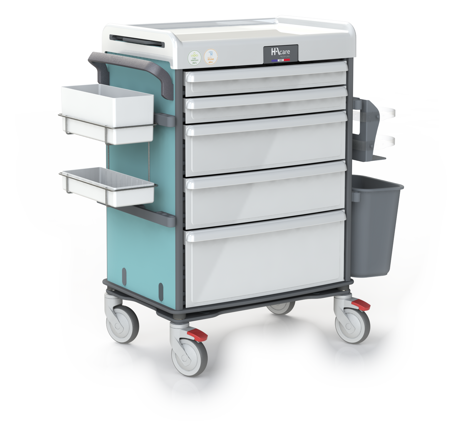 Chariot de soins à tiroirs jointifs
