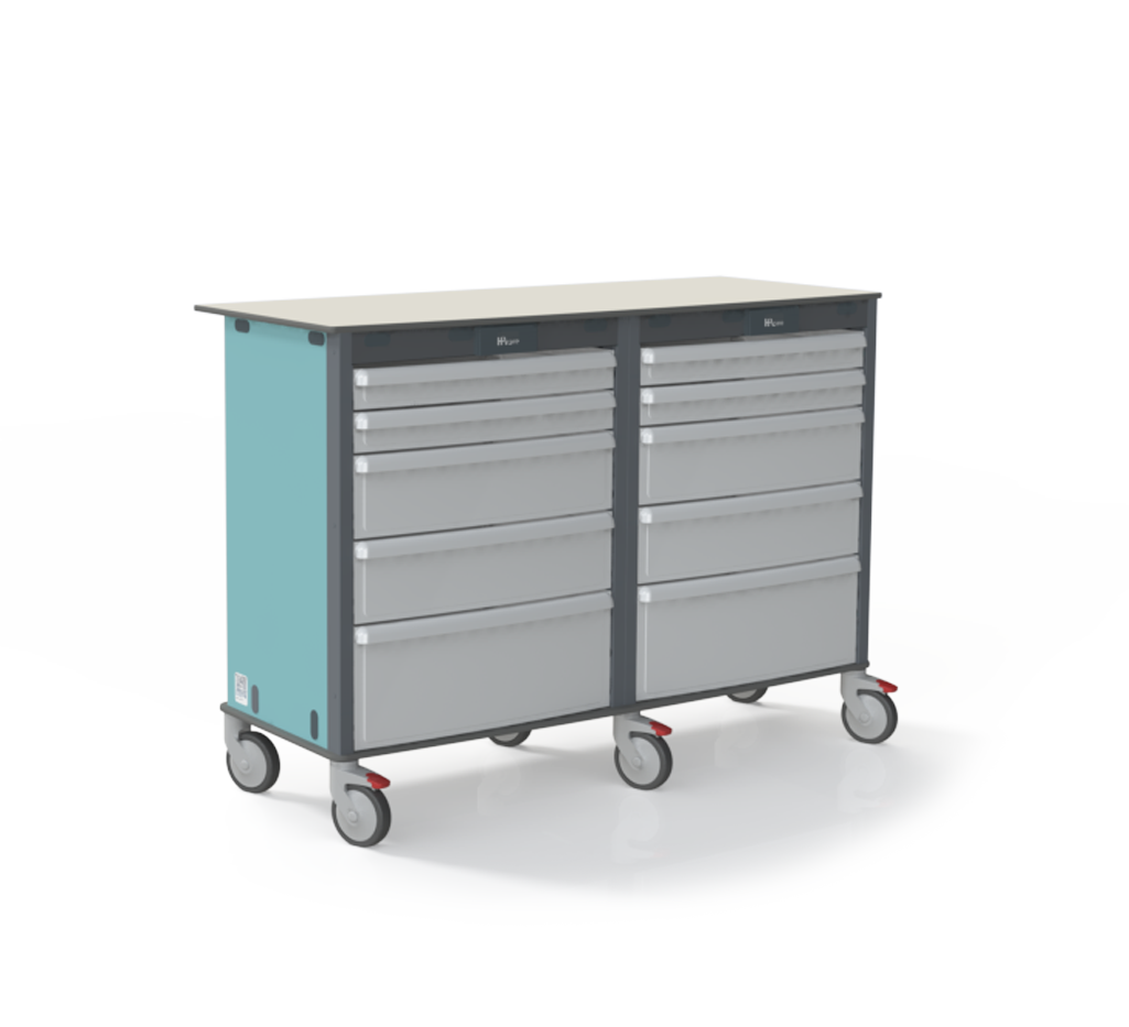 Plan de travail mobile à tiroirs jointifs