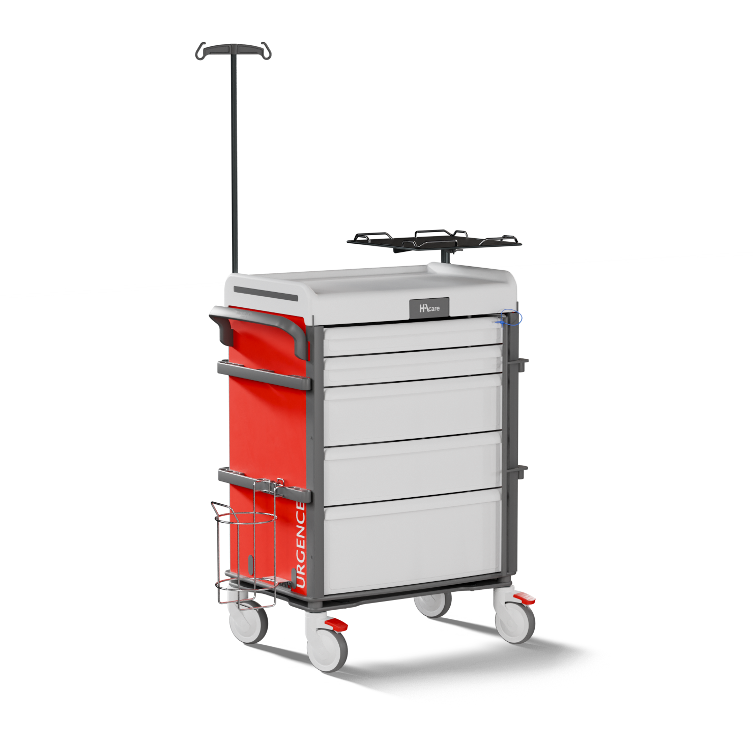 Chariot d'urgence à tiroirs jointifs et scellé numéroté